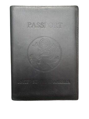 Leather Passport Holder for Men - Black